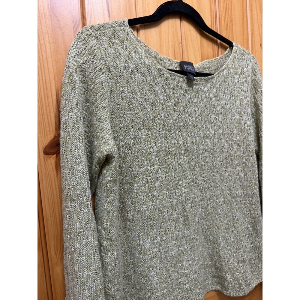 Eileen Fisher Lightweight Linen Sweater Size Small Green Minimalist Elevated - Picture 4 of 10